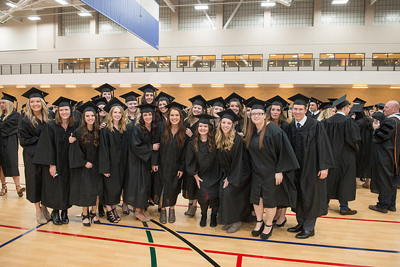 Graduates gather in the BYU-Idaho Center for graduation. Dec 2017