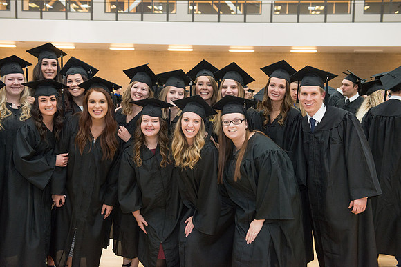 Graduates gather in the BYU-Idaho Center for graduation. Dec 2017