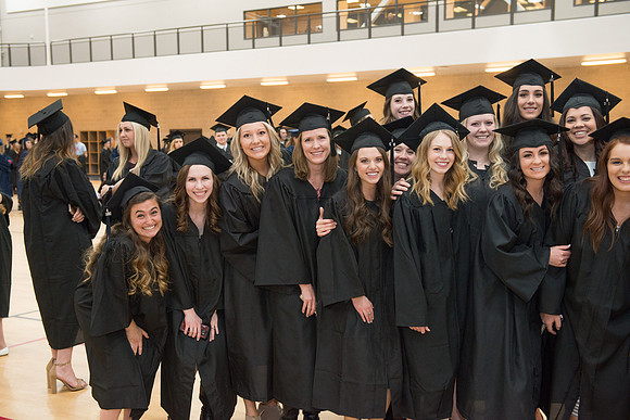 Graduates gather in the BYU-Idaho Center for graduation. Dec 2017