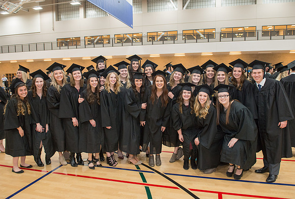 Graduates gather in the BYU-Idaho Center for graduation. Dec 2017