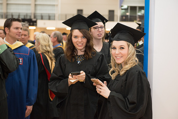 Graduates gather in the BYU-Idaho Center for graduation. Dec 2017