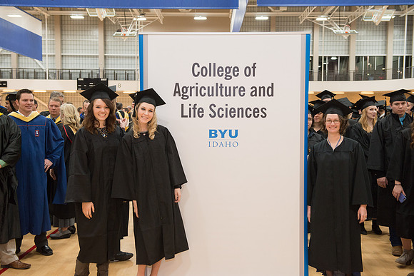 Graduates gather in the BYU-Idaho Center for graduation. Dec 2017