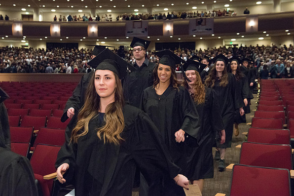 Processional - Graduates enter the BYU-Idaho Center Auditorium. Dec 2017