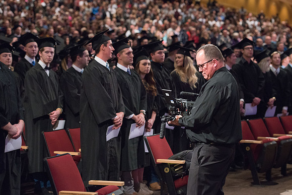 BYU-Idaho graduation Dec 2107. Michael Ballard shooting some video.