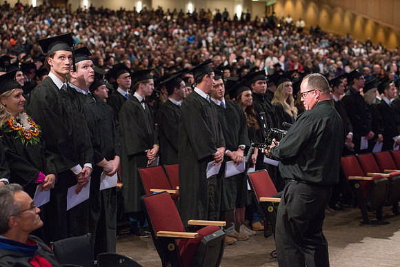 BYU-Idaho graduation Dec 2107. Michael Ballard shooting some video.