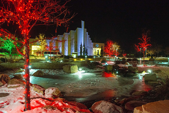 Taylor quad lit up with Christmas lights