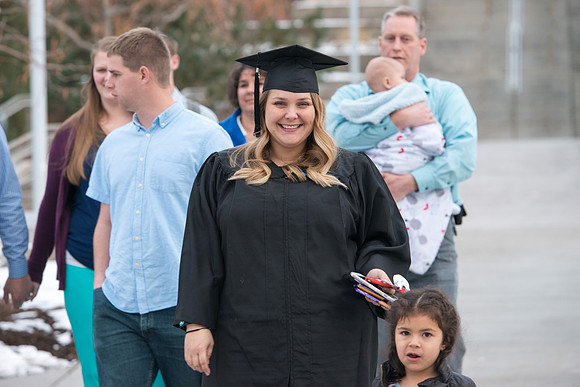 Graduates on campus after Convocation.