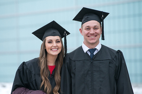 Graduates on campus after Convocation.