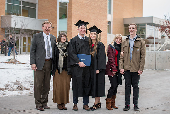 Graduates on campus after Convocation.