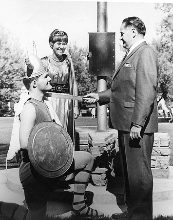1960 Homecoming President John L. Clarke with his loyal subjects.