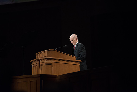 BYU-Idaho First Winter Semester Devotional. President Eyring addresing the Students. Jan 2018