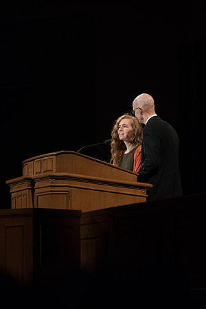 BYU-Idaho First Winter Semester Devotional. President Eyring addresing the Students while having others share their experiences on living the Honor Code. Jan 2018