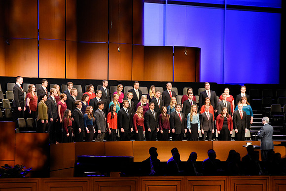 The choir performs at the devotional.