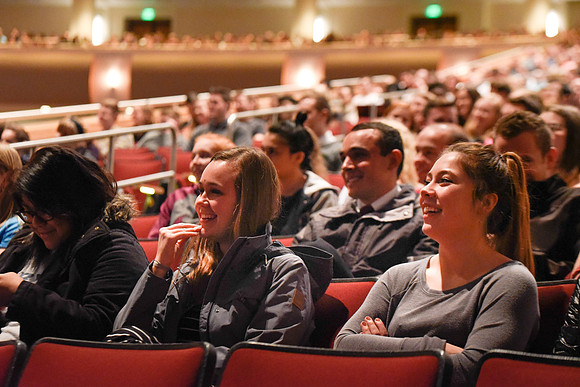 Students attend first Devotional of Winter Semester.