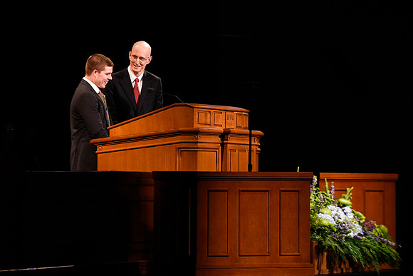 President Henry J. Eyring speaks at the first Devotional of Winter semester.