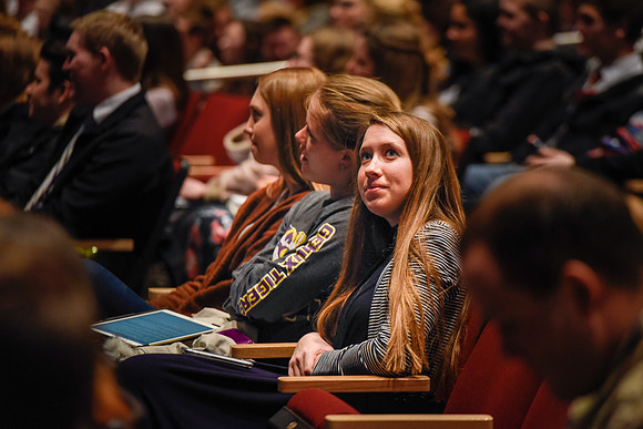 Students attend first Devotional of Winter Semester.