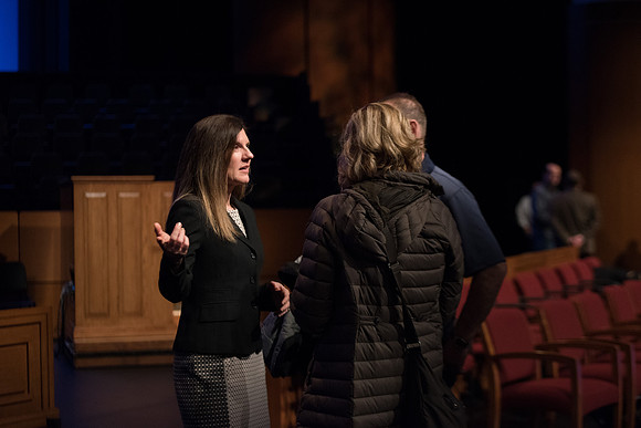 Members of the BYU-Idaho stayed after the session to have one-on-one interaction with the parents. Jan 2018