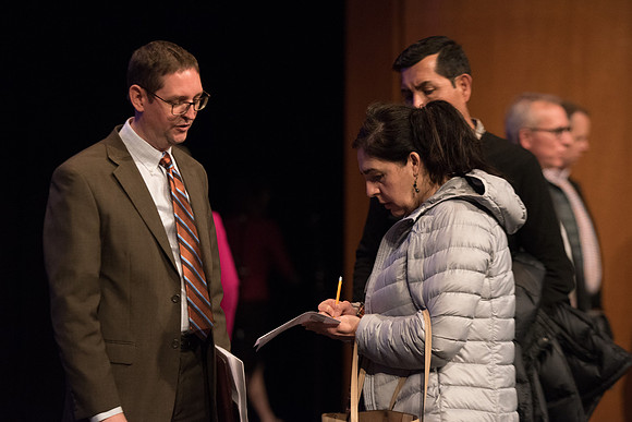 Members of the BYU-Idaho stayed after the session to have one-on-one interaction with the parents. Jan 2018
