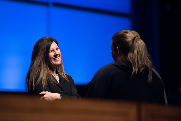 Members of the BYU-Idaho stayed after the session to have one-on-one interaction with the parents. Jan 2018