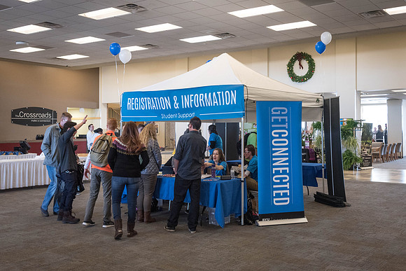 Campus is flooded with students at the start of Winter 2018.