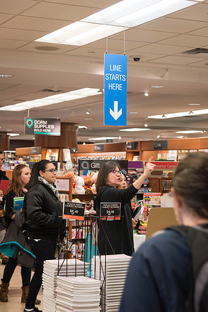 The Campus Book Store is packed on the first day of school.