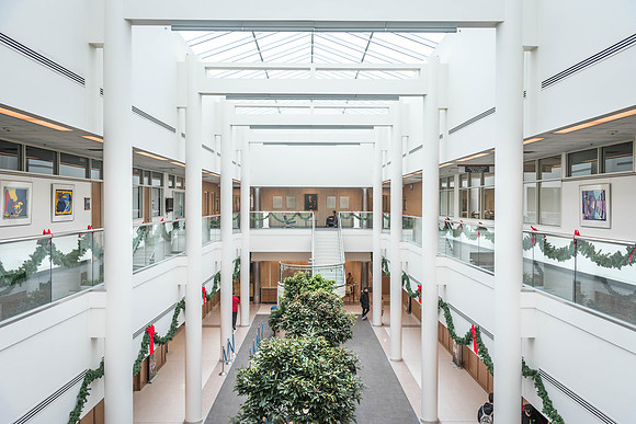 The Kimball Building still has some remnants of Christmas decoration at the start of the Winter 2018 semester.