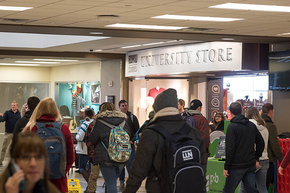 The MC is a busy place on the first day of classes, Winter 2018.