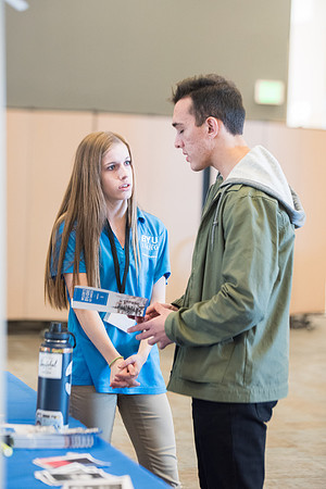 New students talking to the Student Support Staff while registering for Get Connected. Jan 2018