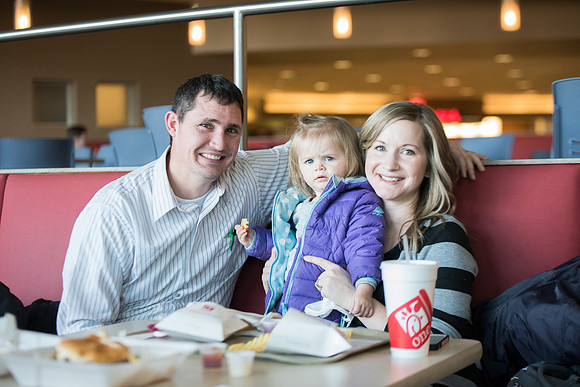 New students and their families getting together at the Crossroads enjoying some food. Jan 2018