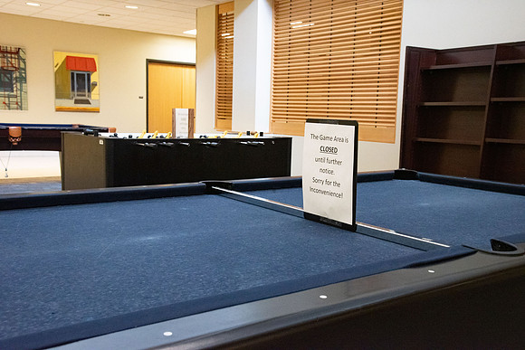 Sign in the game area stating the area is closed due to COVID-19. An effort to keep students healthy.
