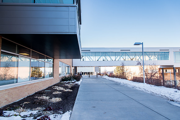 Skybridge connects Manwarning Center and McKay library.