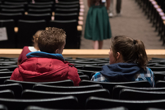 Students mingling before the Devotional starts.