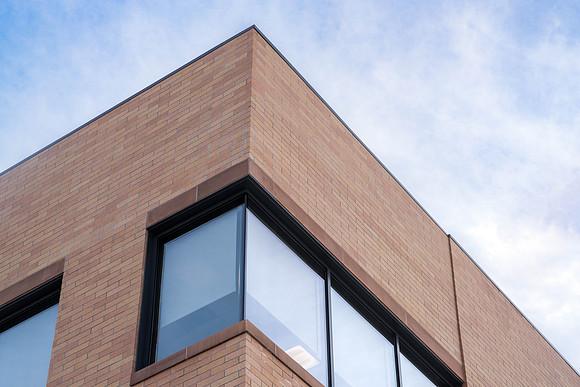 A detail shot of the beautiful STC building.