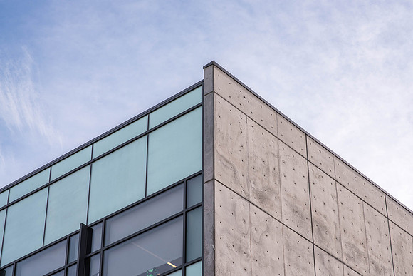 A detail shot of the beautiful STC building.