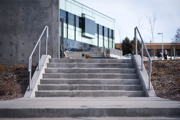 Stairs that go up the South-West side of the STC building.