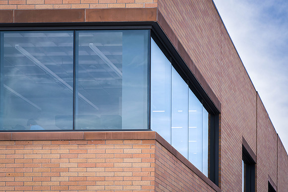 A detail shot of the beautiful STC building.