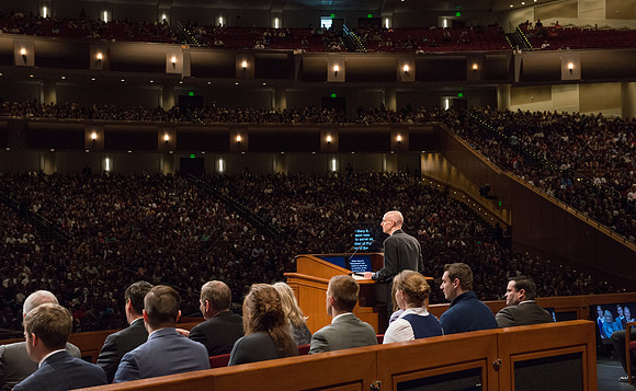 President Henry J Eyring welcomes students to devotional and introduces Elder Gary E. Stevenson.