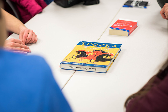 Students attend the Russian Lab to practice the Russian language. 2018