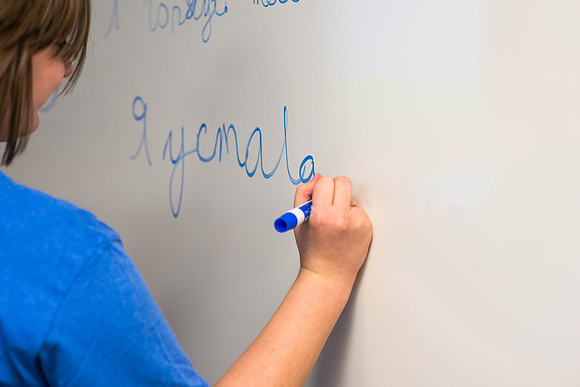 Students attend the Russian Lab to practice the Russian language. 2018