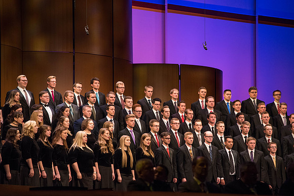 A student choir performs at Devotional.