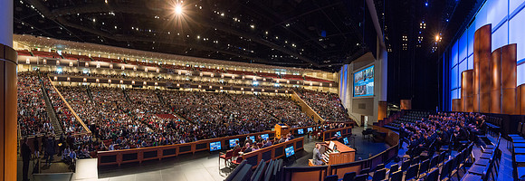 Students gather in the BYU-Idaho Center for a devotional with Elder Gary E. Stevenson.