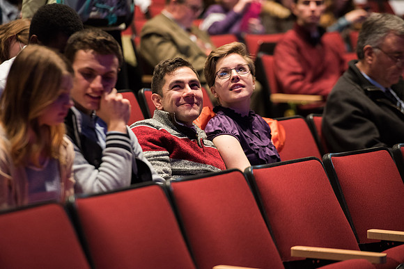 BYU-Idaho Devotional. Students waiting for the Devotional to start. Jan 2018