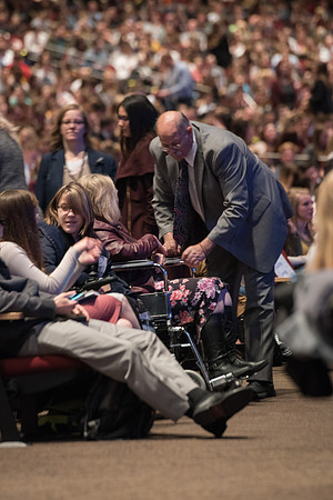 BYU-Idaho Devotional. Students waiting for the Devotional to start. Jan 2018