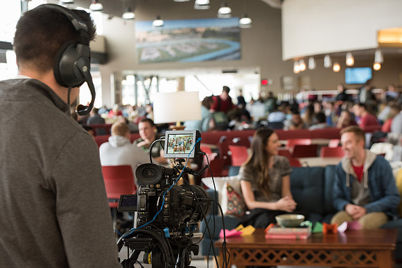 BYU-Idaho Students talking about their experience in BYU-Idaho while being filmed for the Ready Campaign. BYU-Idaho video production crew. Jan 2018