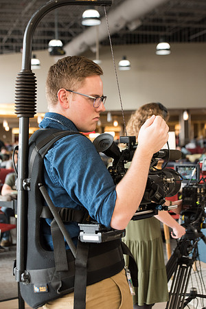 BYU-Idaho Students talking about their experience in BYU-Idaho while being filmed for the Ready Campaign. BYU-Idaho video production crew. Jan 2018