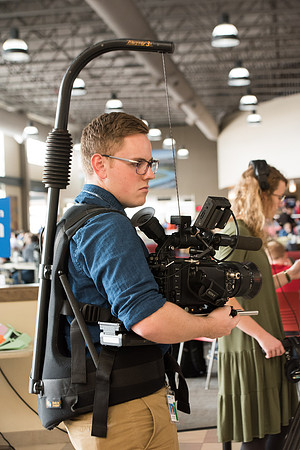 BYU-Idaho Students talking about their experience in BYU-Idaho while being filmed for the Ready Campaign. BYU-Idaho video production crew. Jan 2018