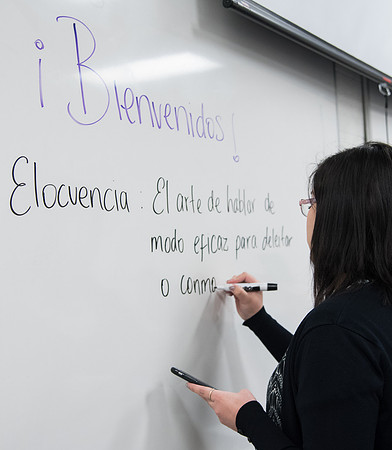 BYU-Idaho Spanish Conversation Lab Volunteers and Students practicing. Jan 2018