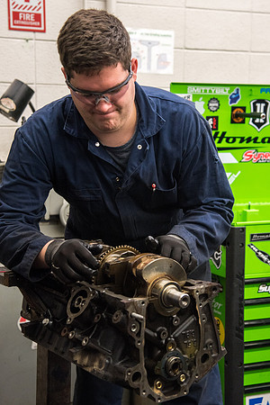 Students at the Internal Combustion Engine class that is taught by Brother Justin Miller.
