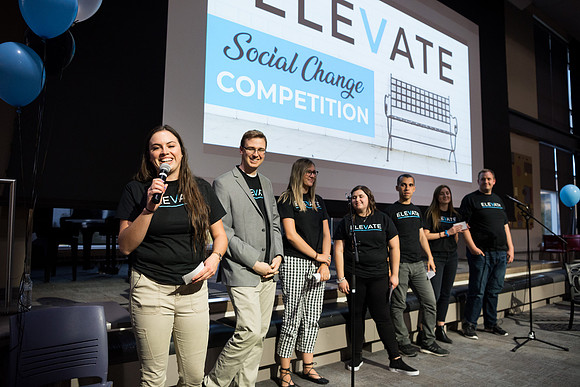 The Elevate Kickoff, a competition for social change, was held in the Crossroads, Fall Semester.