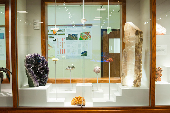 New displays to hold artifacts and mineral collection in the geology museum.